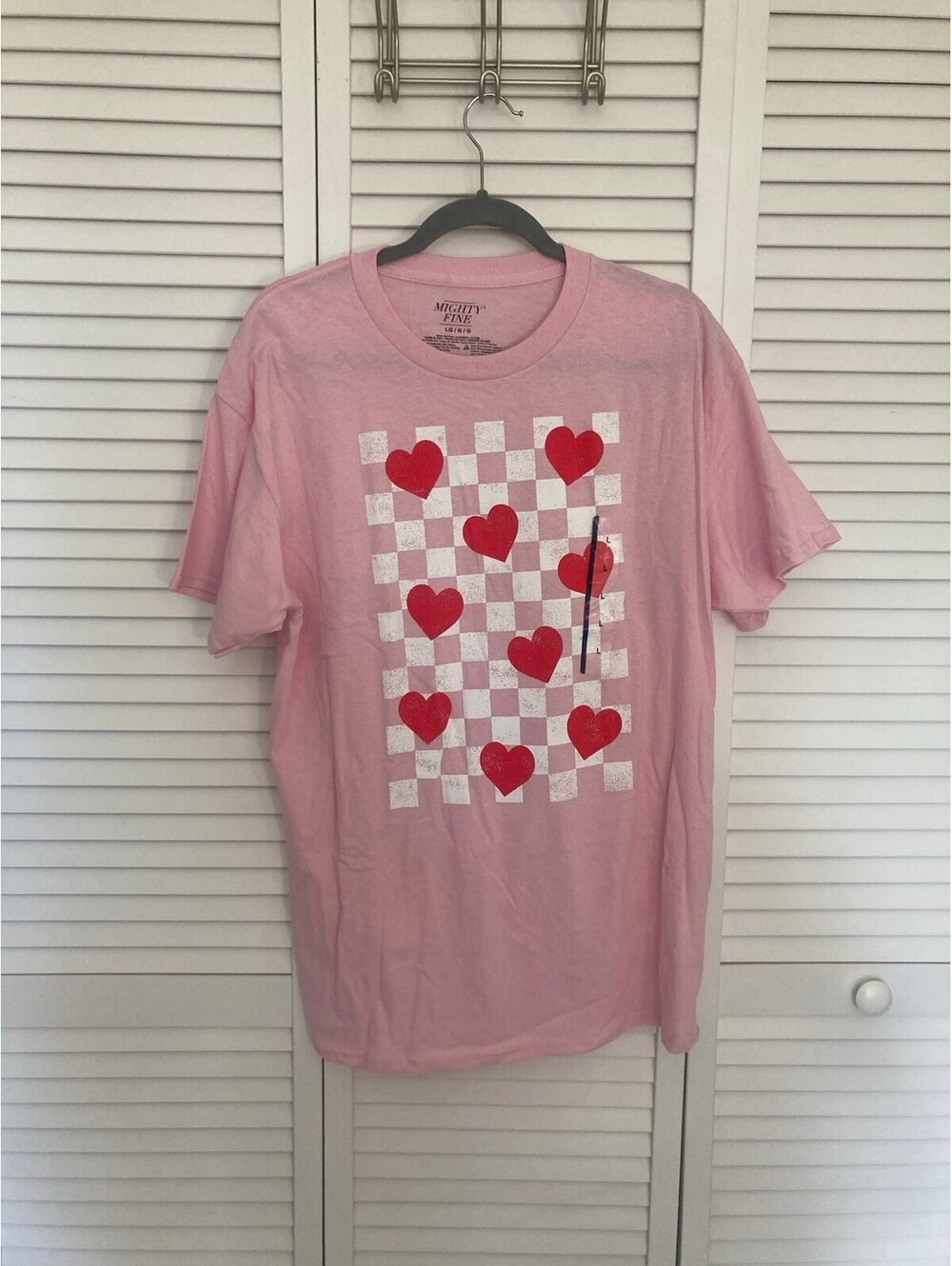 Valentines Heart Checkered Pink Graphic Tee